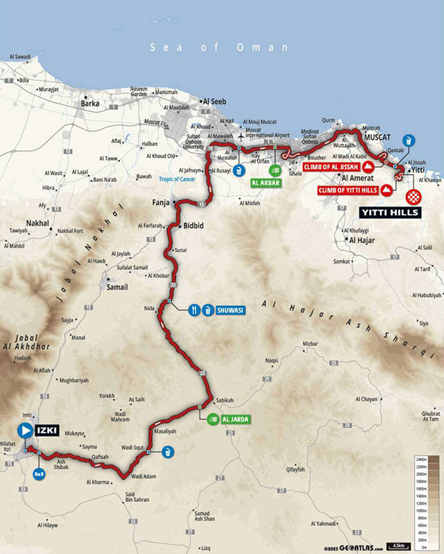 Tour of Oman stage 4 map